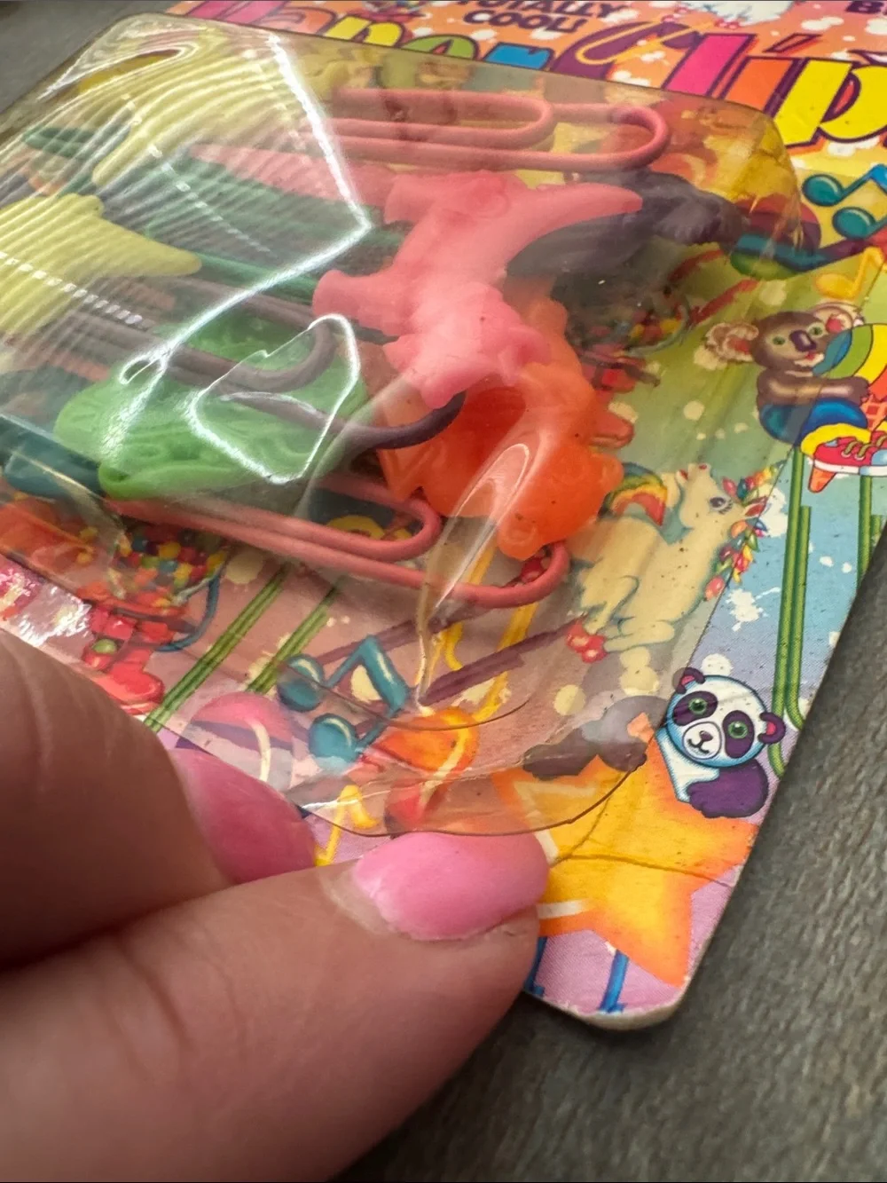 New old Stock Vintage Lisa Frank Rainbow Paper Clips - Bright Multicolor Shapes
